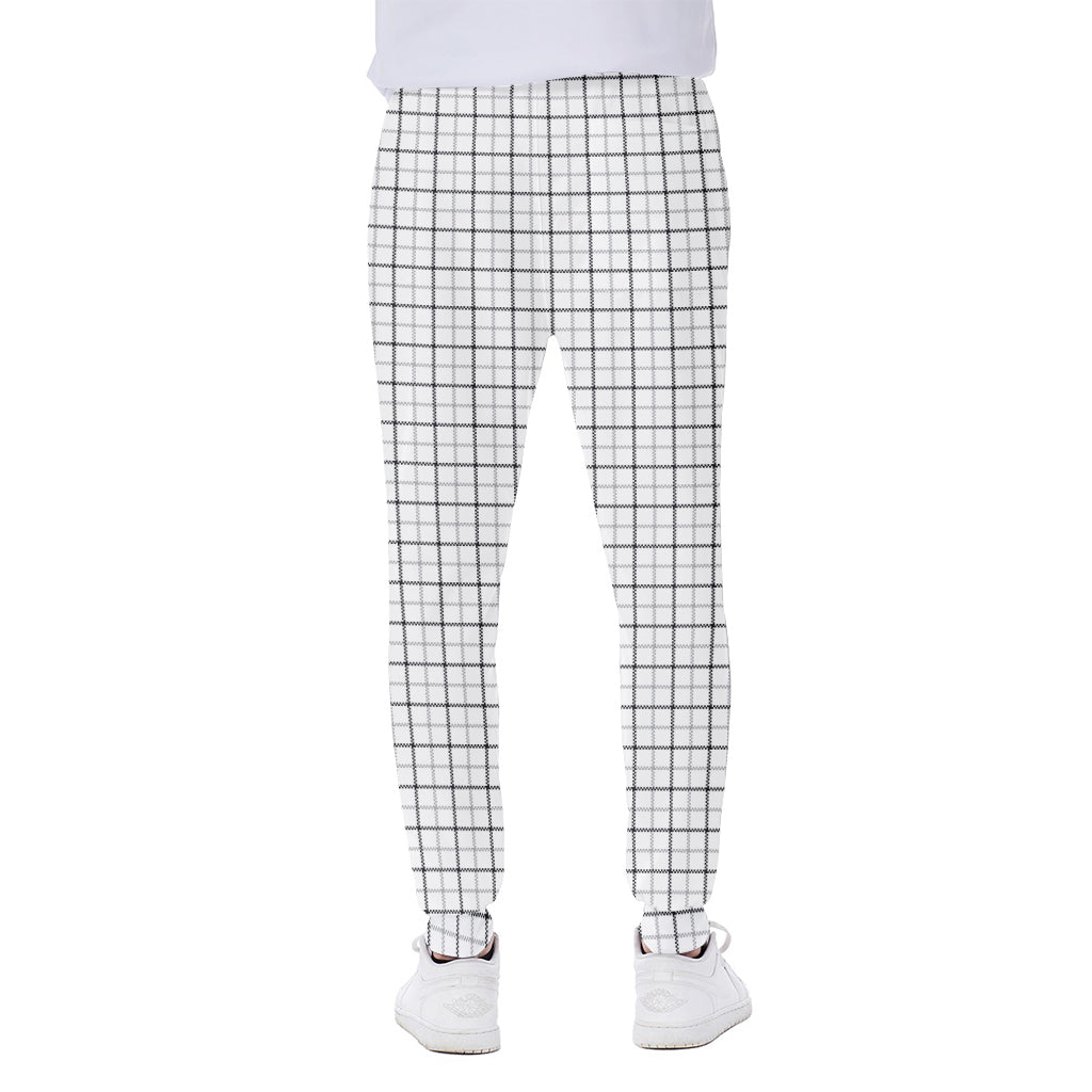 White Tattersall Pattern Print Scuba Joggers