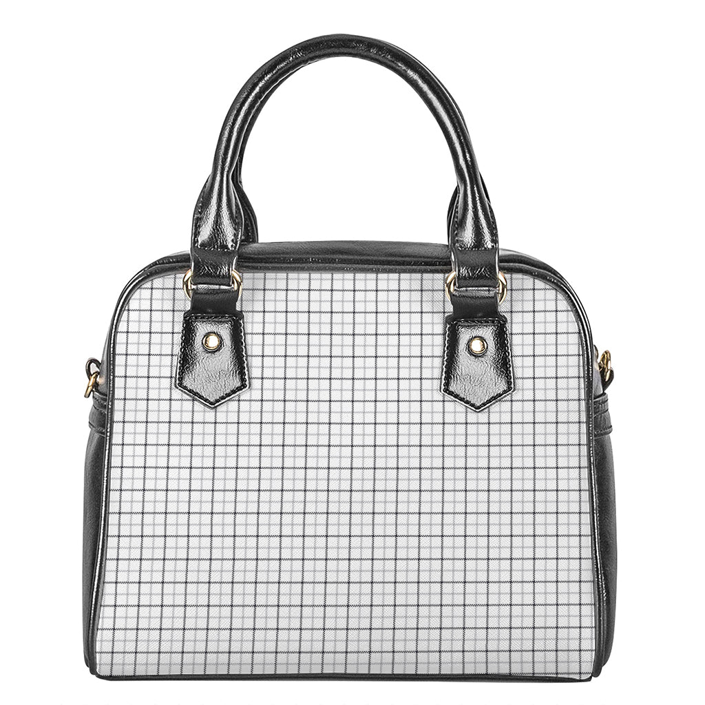 White Tattersall Pattern Print Shoulder Handbag