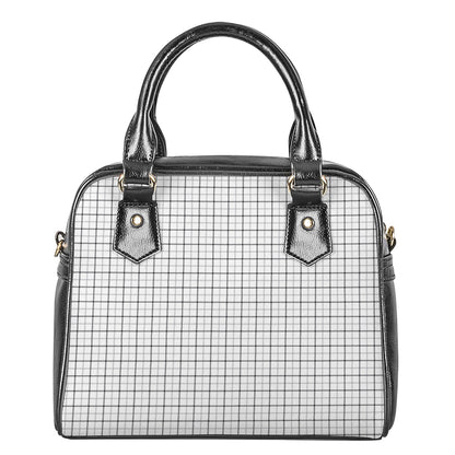 White Tattersall Pattern Print Shoulder Handbag