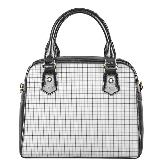 White Tattersall Pattern Print Shoulder Handbag