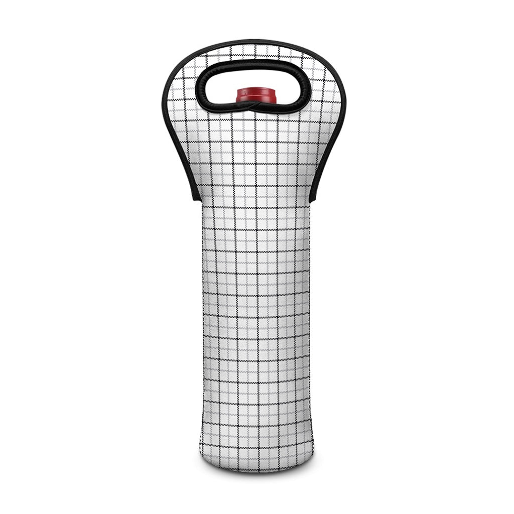 White Tattersall Pattern Print Single Neoprene Wine Tote
