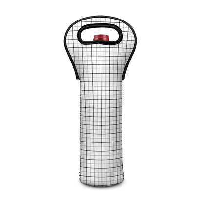 White Tattersall Pattern Print Single Neoprene Wine Tote