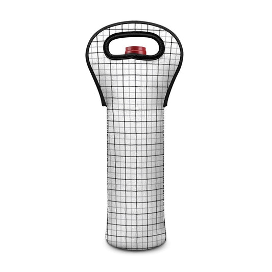 White Tattersall Pattern Print Single Neoprene Wine Tote