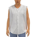 White Tattersall Pattern Print Sleeveless Baseball Jersey