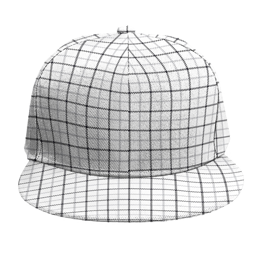 White Tattersall Pattern Print Snapback Cap