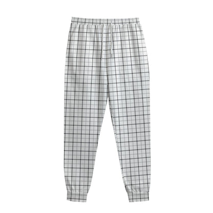 White Tattersall Pattern Print Sweatpants