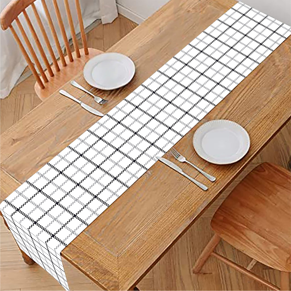 White Tattersall Pattern Print Table Runner