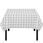 White Tattersall Pattern Print Tablecloth