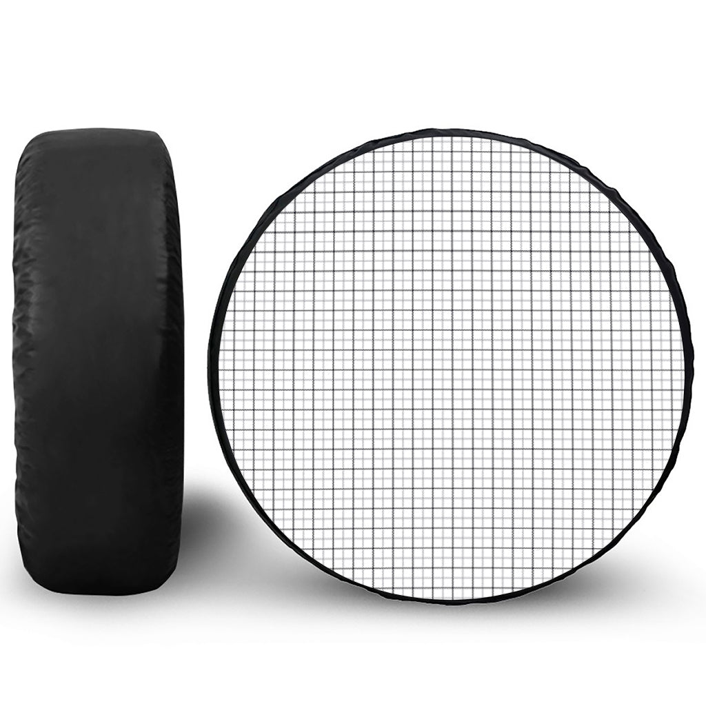 White Tattersall Pattern Print Tire Cover