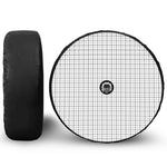 White Tattersall Pattern Print Tire Cover With Camera Hole