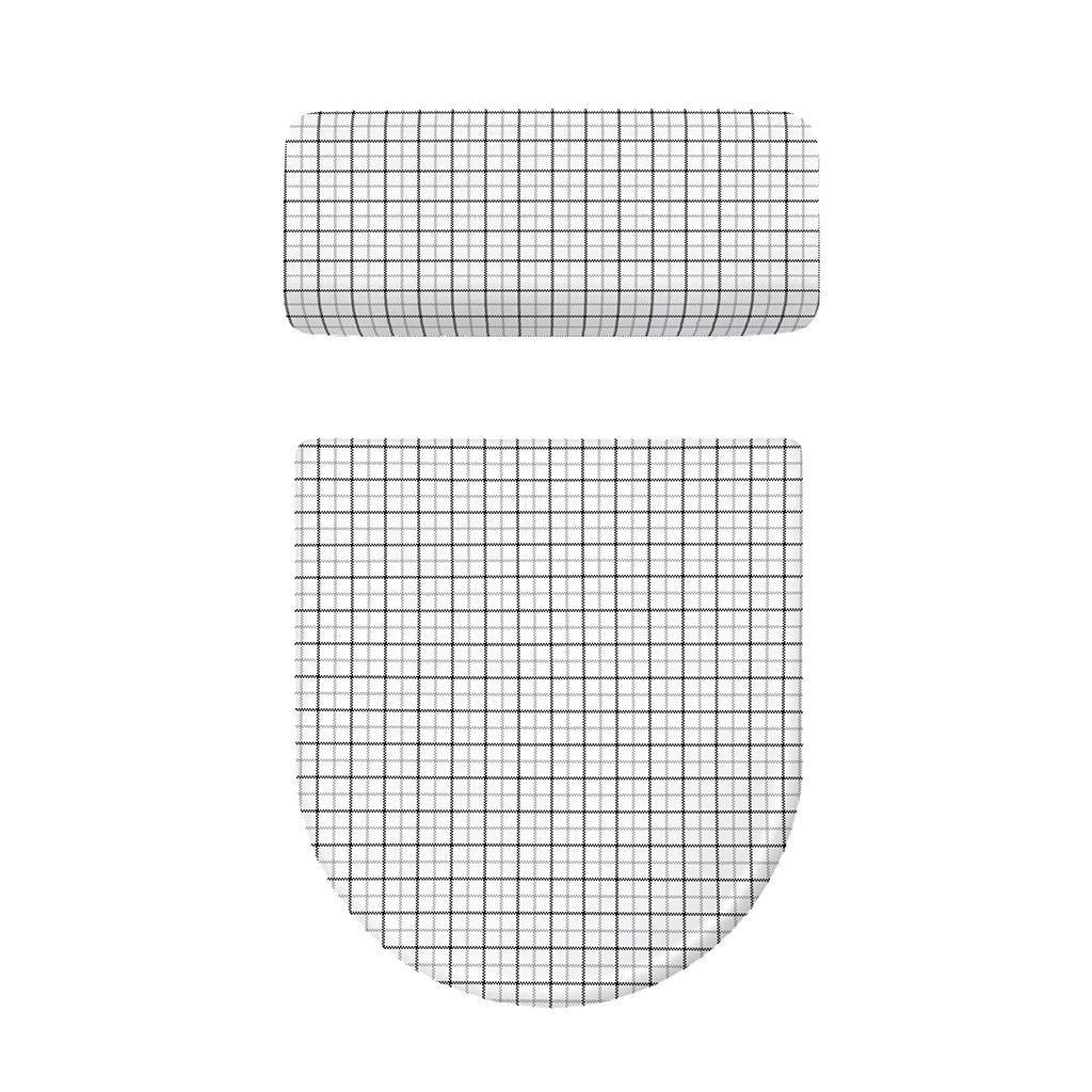 White Tattersall Pattern Print Toilet Lid And Tank Cover Set