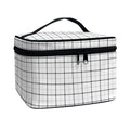 White Tattersall Pattern Print Travel Makeup Bag