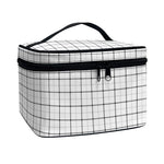 White Tattersall Pattern Print Travel Makeup Bag