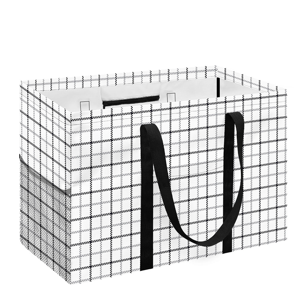 White Tattersall Pattern Print Utility Tote Bag
