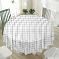 White Tattersall Pattern Print Waterproof Round Tablecloth