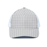 White Tattersall Pattern Print White Mesh Trucker Cap