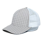 White Tattersall Pattern Print White Mesh Trucker Cap