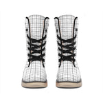 White Tattersall Pattern Print Winter Boots