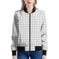 White Tattersall Pattern Print Women's Bomber Jacket