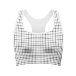 White Tattersall Pattern Print Women's Sports Bra