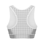 White Tattersall Pattern Print Women's Sports Bra