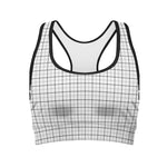 White Tattersall Pattern Print Women's Sports Bra