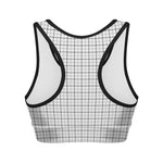 White Tattersall Pattern Print Women's Sports Bra