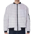 White Tattersall Pattern Print Zip Sleeve Bomber Jacket