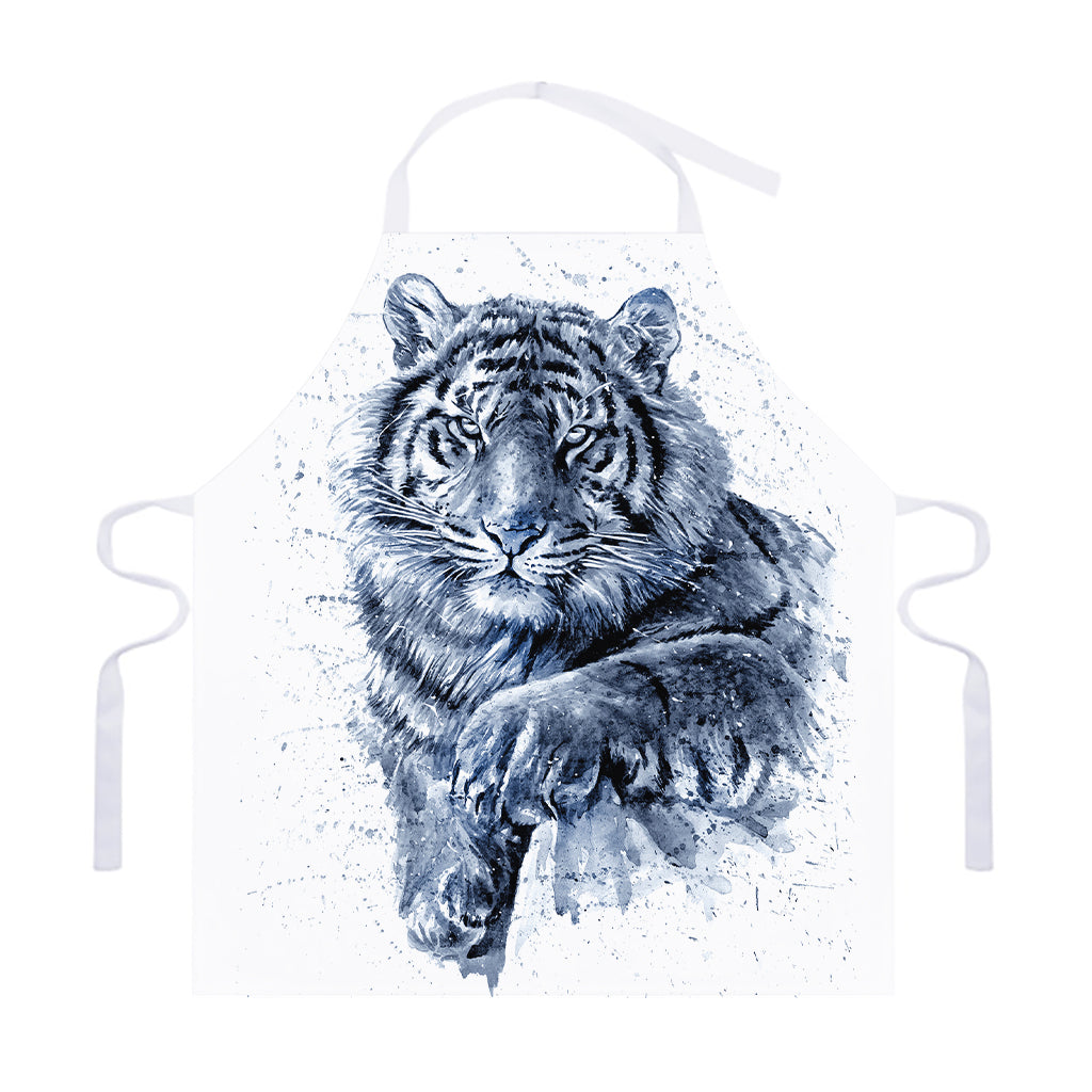 White Tiger Painting Print Adjustable Apron