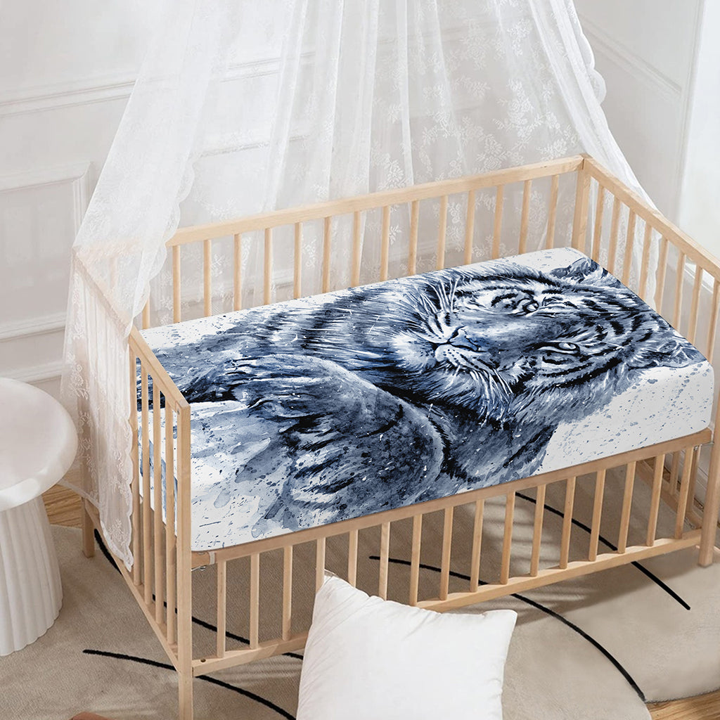 White Tiger Painting Print Baby Crib Sheet