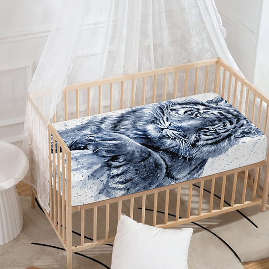 White Tiger Painting Print Baby Crib Sheet