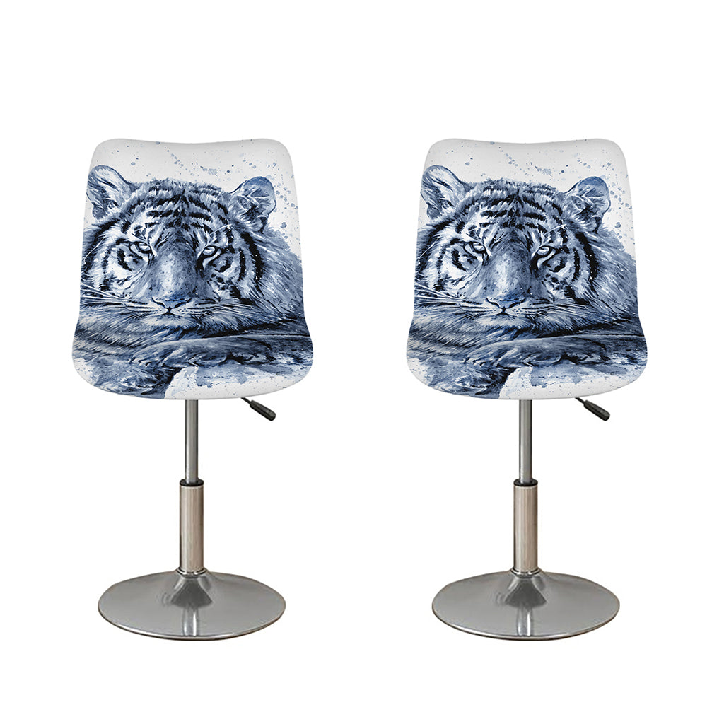 White Tiger Painting Print Bar Stool Covers