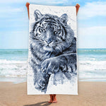 White Tiger Painting Print Beach Towel