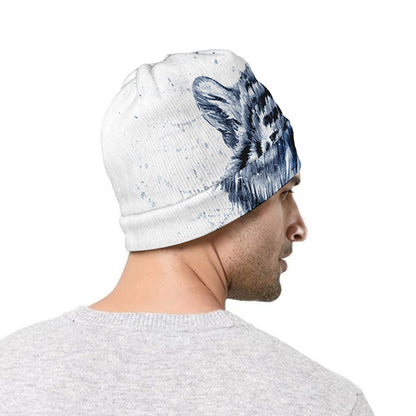 White Tiger Painting Print Beanie