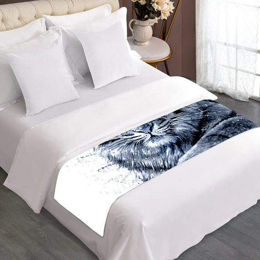 White Tiger Painting Print Bed Runner