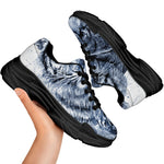 White Tiger Painting Print Black Chunky Shoes