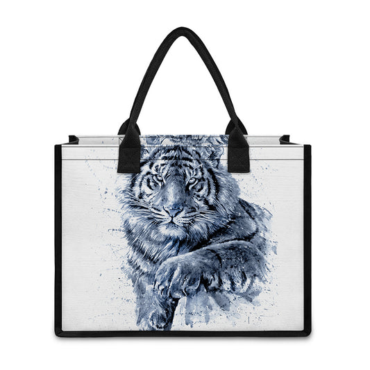 White Tiger Painting Print Canvas Tote Bag