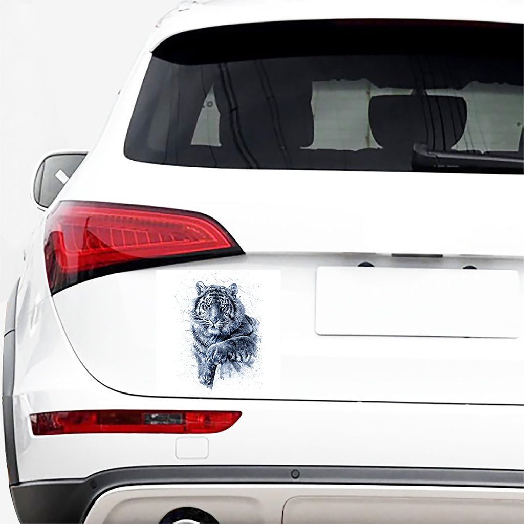 White Tiger Painting Print Car Sticker