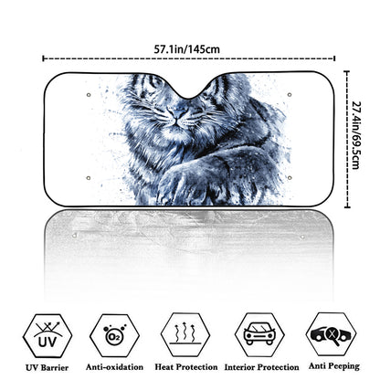 White Tiger Painting Print Car Windshield Sun Shade