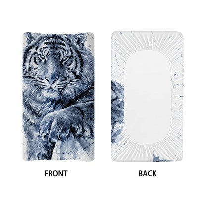 White Tiger Painting Print Changing Pad Cover