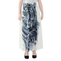 White Tiger Painting Print Chiffon Maxi Skirt
