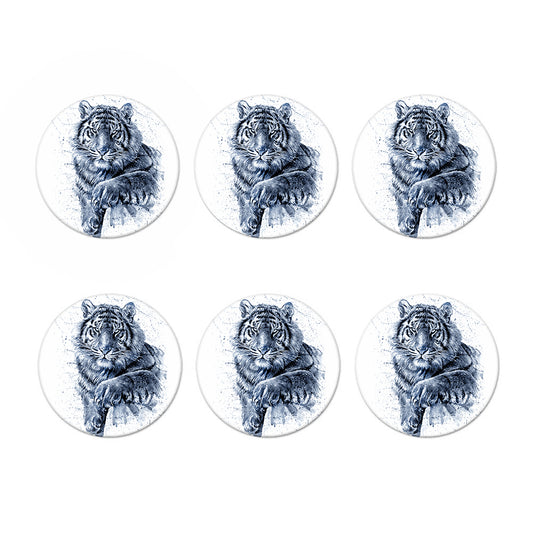 White Tiger Painting Print Coaster Set