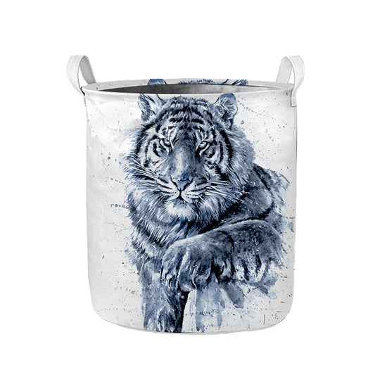 White Tiger Painting Print Collapsible Laundry Basket