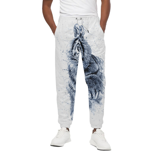 White Tiger Painting Print Cotton Pants