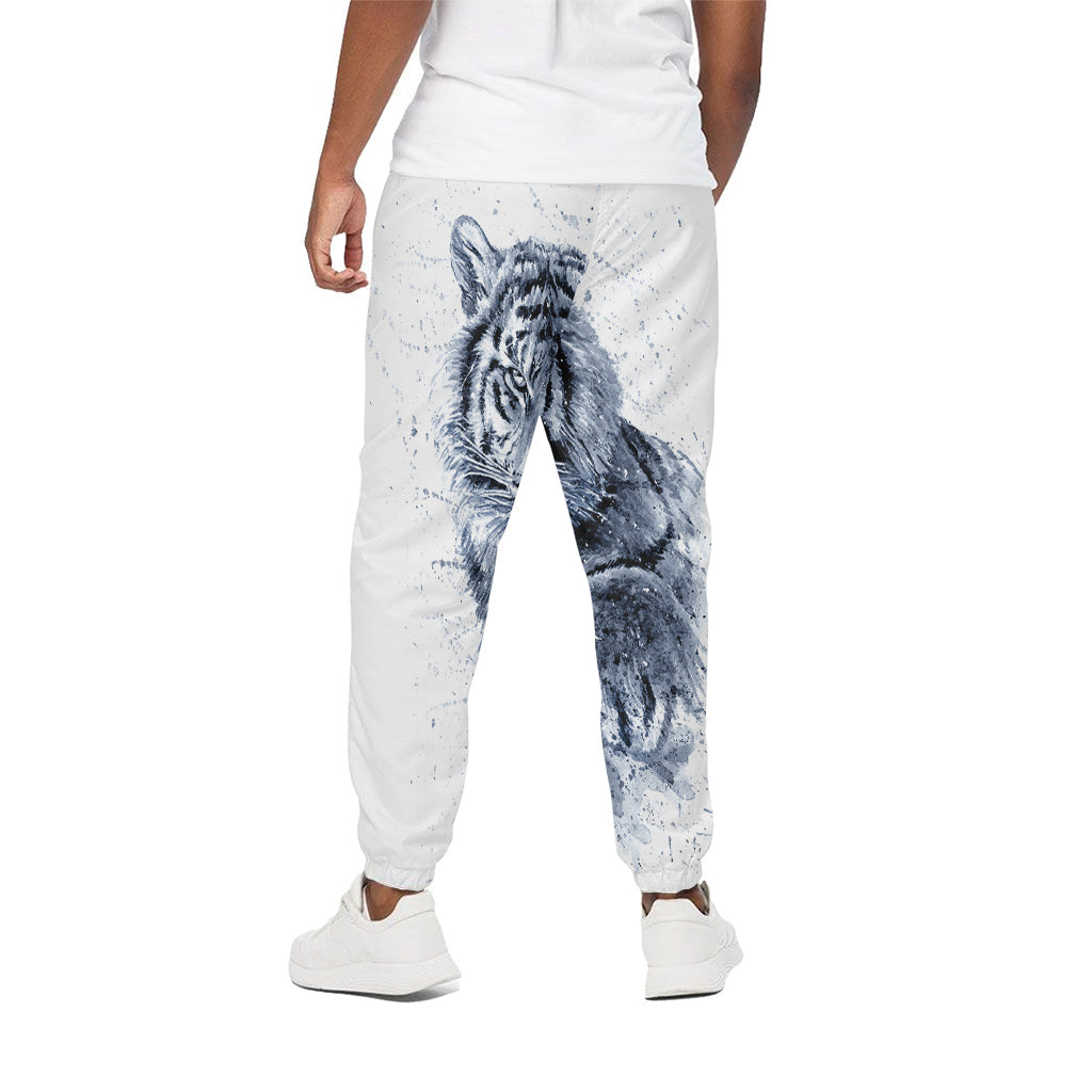 White Tiger Painting Print Cotton Pants