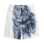 White Tiger Painting Print Cotton Shorts