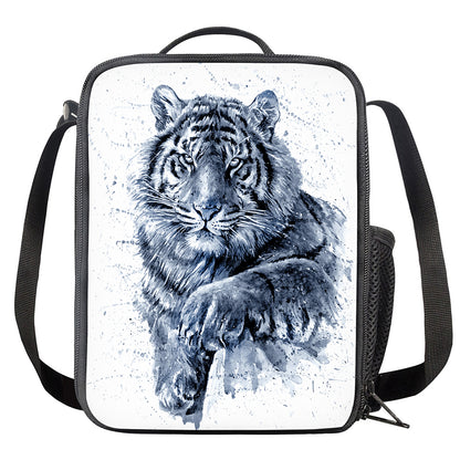 White Tiger Painting Print Crossbody Lunch Bag