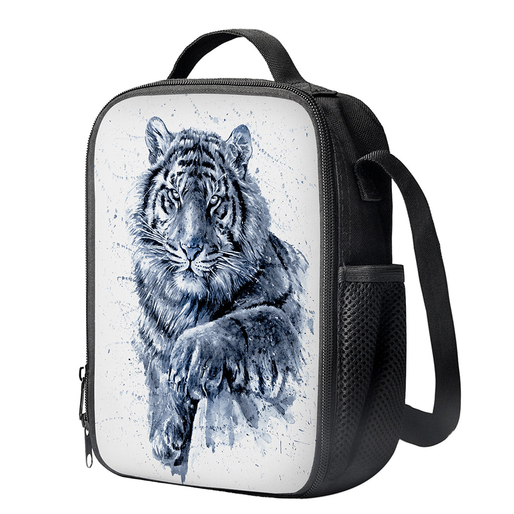 White Tiger Painting Print Crossbody Lunch Bag