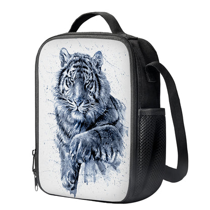 White Tiger Painting Print Crossbody Lunch Bag