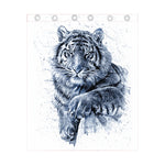 White Tiger Painting Print Curtain